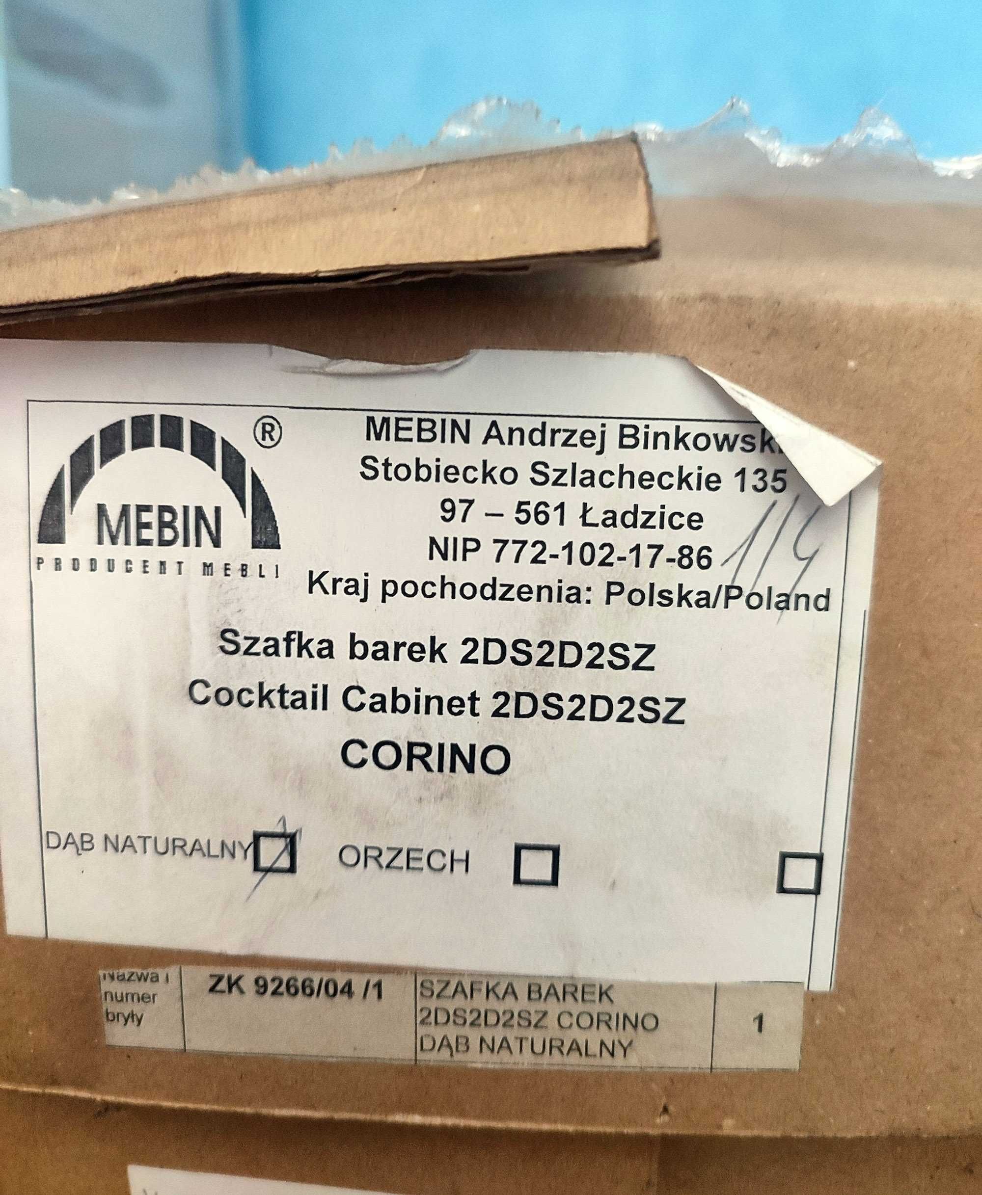 Witryny witrynki meble Corino Mebin dąb oświetlenie led