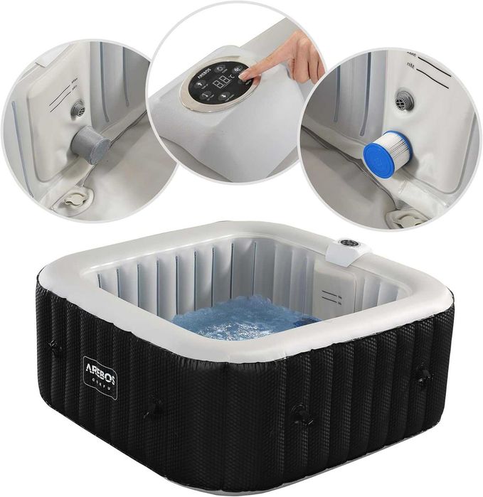 Arebos Nadmuchiwane jacuzzi całoroczne 154x154 4 os 130 dysz ogrzewani