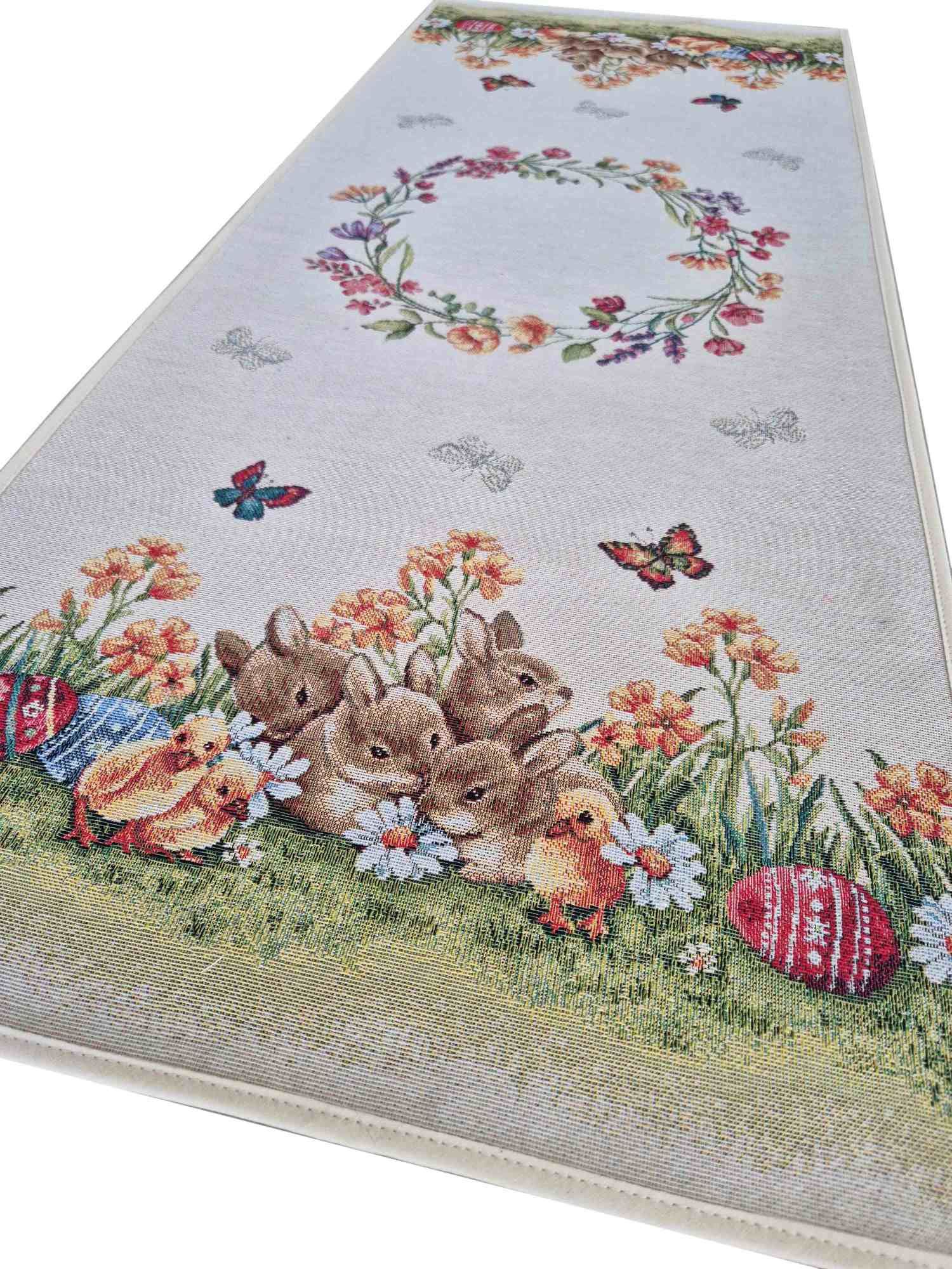 Bieżnik Wielkanocny 40x100 cm gobelinowy V60 z Zajączkami