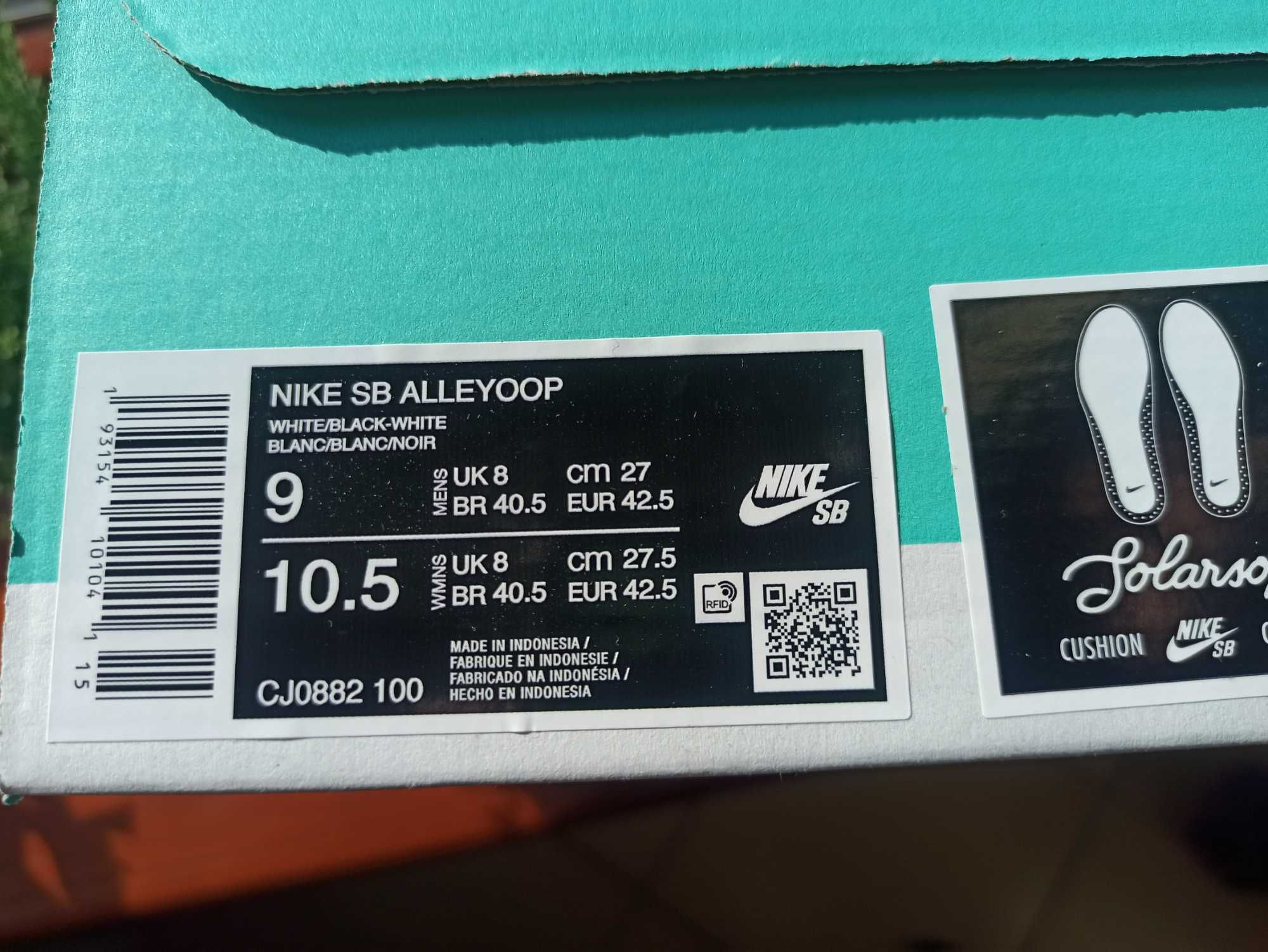 (r. Eur 42,5- us9) Nike Sb Alleyoop White Black CJ0882,-100