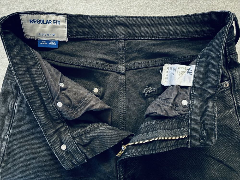 Spodnie dżinsowe H&M 31/32 czarne proste