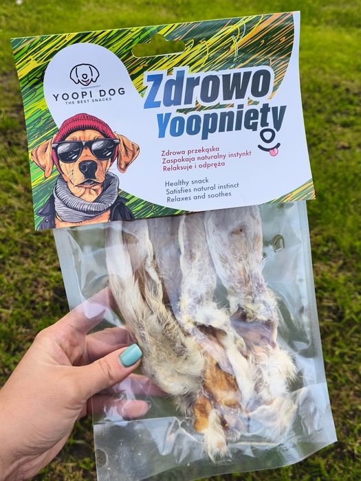 Uszy królika z futrem naturalny, zdrowy gryzak dla psów HIT premium