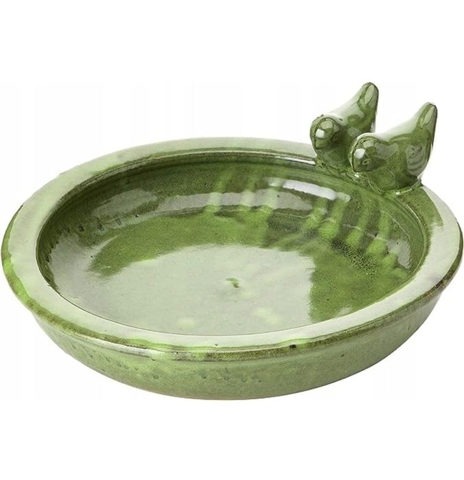 Poidło dla Ptaszków Wanna Karmnik zielone ceramiczne solidne