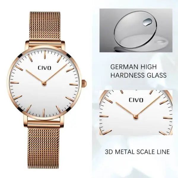 РАСПРОДАЖА! Стильные женские часы CIVO 8011C Mesh Band White,классика!