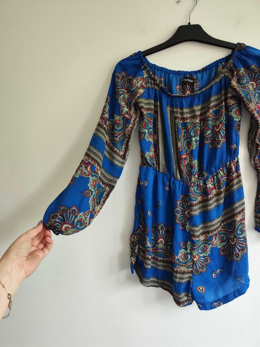 Kombinezon w stylu boho Prettylittlething S Ala Satyna