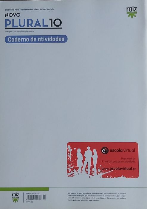 Livro Português - Caderno Atividades - Plural 10 Ano