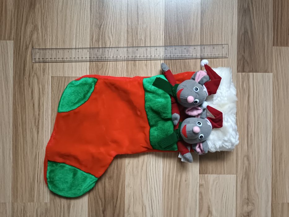 Dekoracja świąteczna skarpeta z myszkami