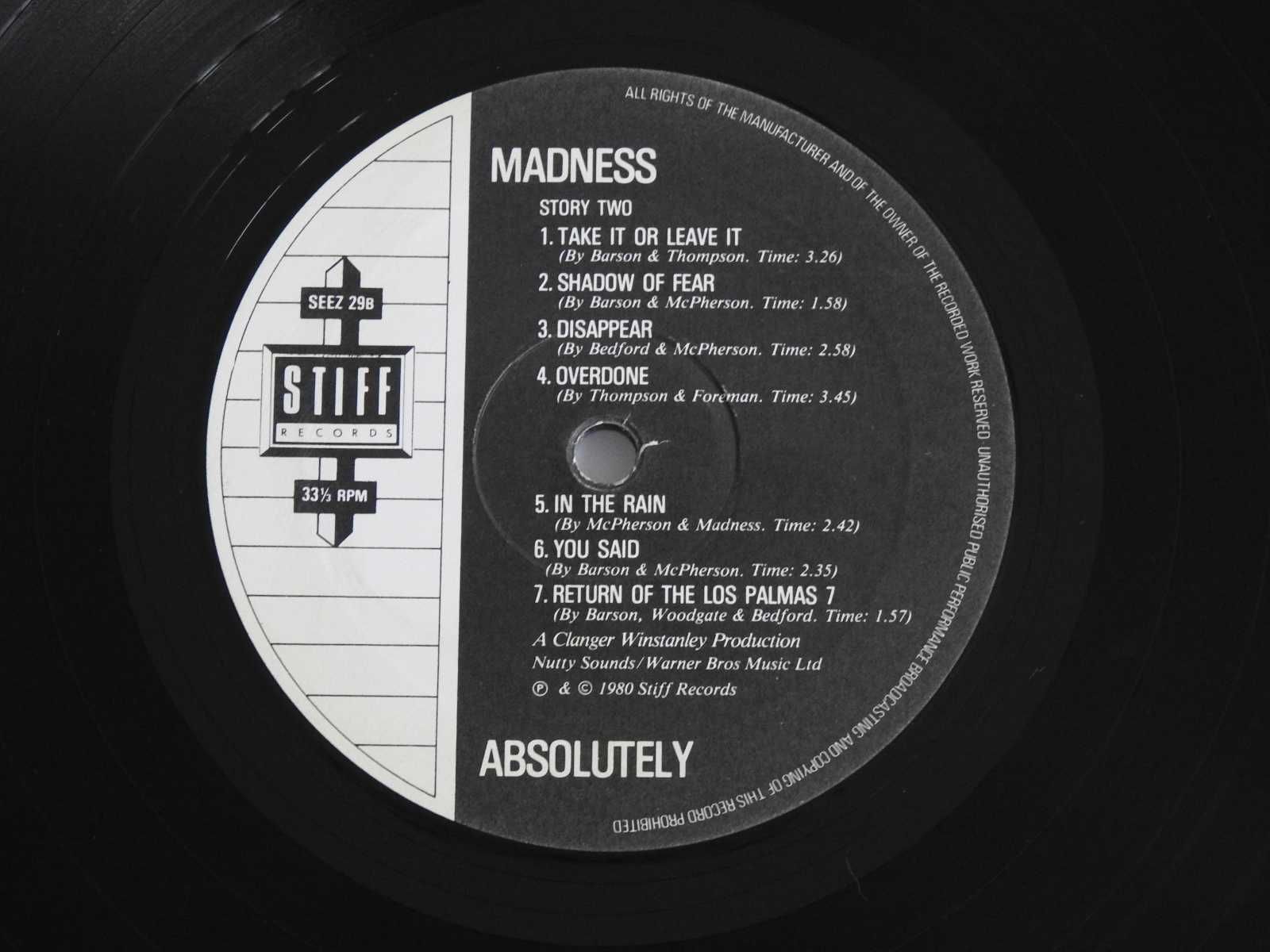 Madness ‎Absolutely LP UK Британская пластинка 1980 EX 1st press