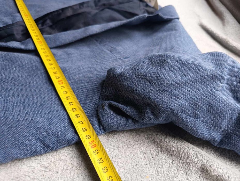 Marynarka niebieskia h&m 170, bawełna i len