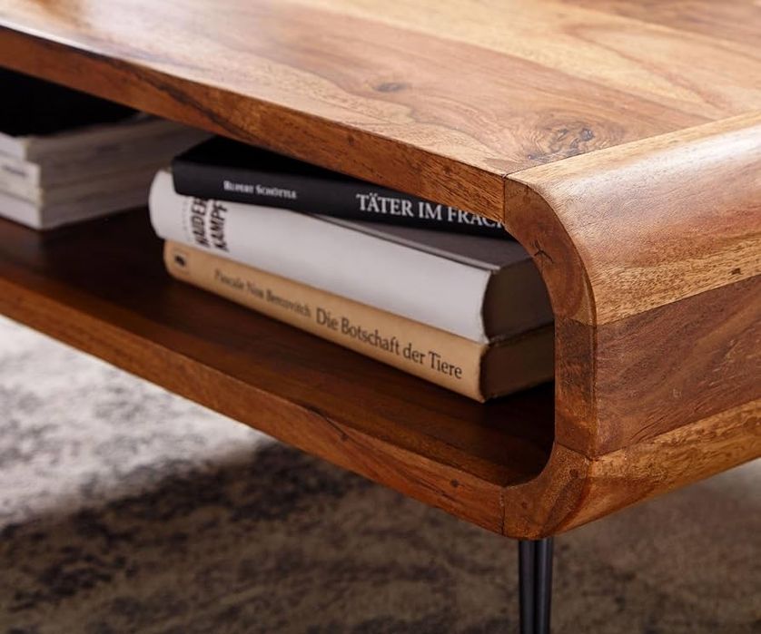 Drewniany stolik kawowy - Naturalne drzewo Sheesham OKAZJA