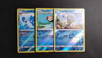 3 cartas Pokémon originais reverse foil