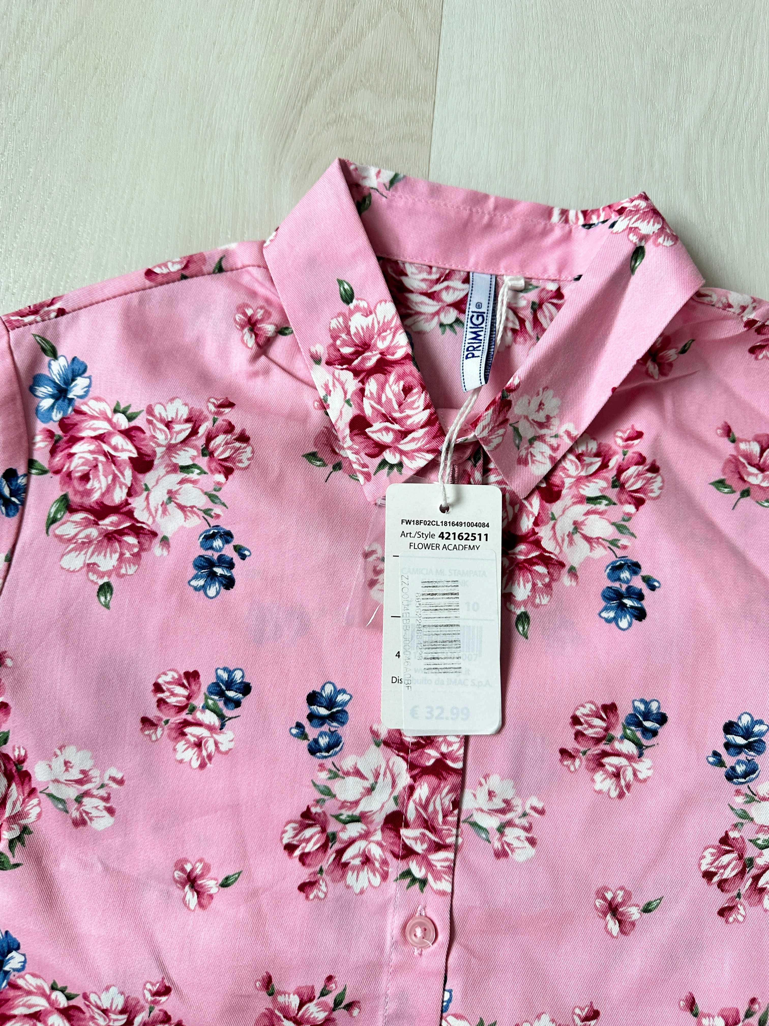 różowa w kwiaty elegancka bluzka koszula Primigi nowa z metką 140