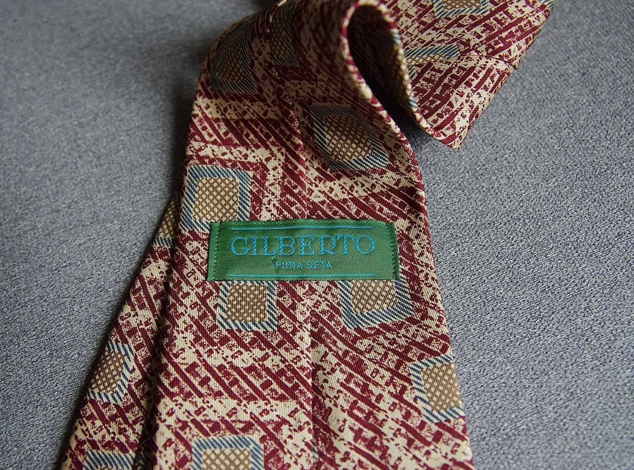 Krawat jedwabny vintage Gilberto geometryczny