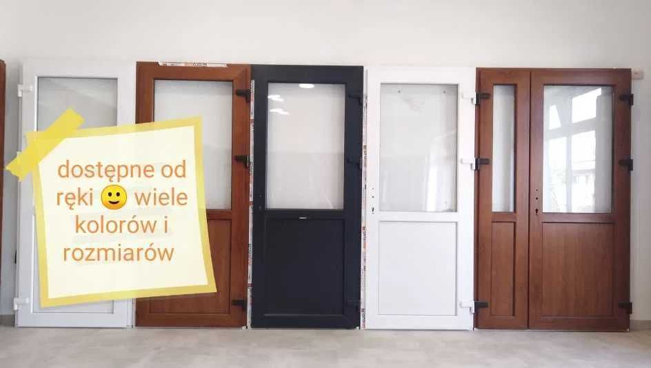 Drzwi PCV sklepowe 90 x 200 antracyt złoty dąb orzech W 3 DNI!!