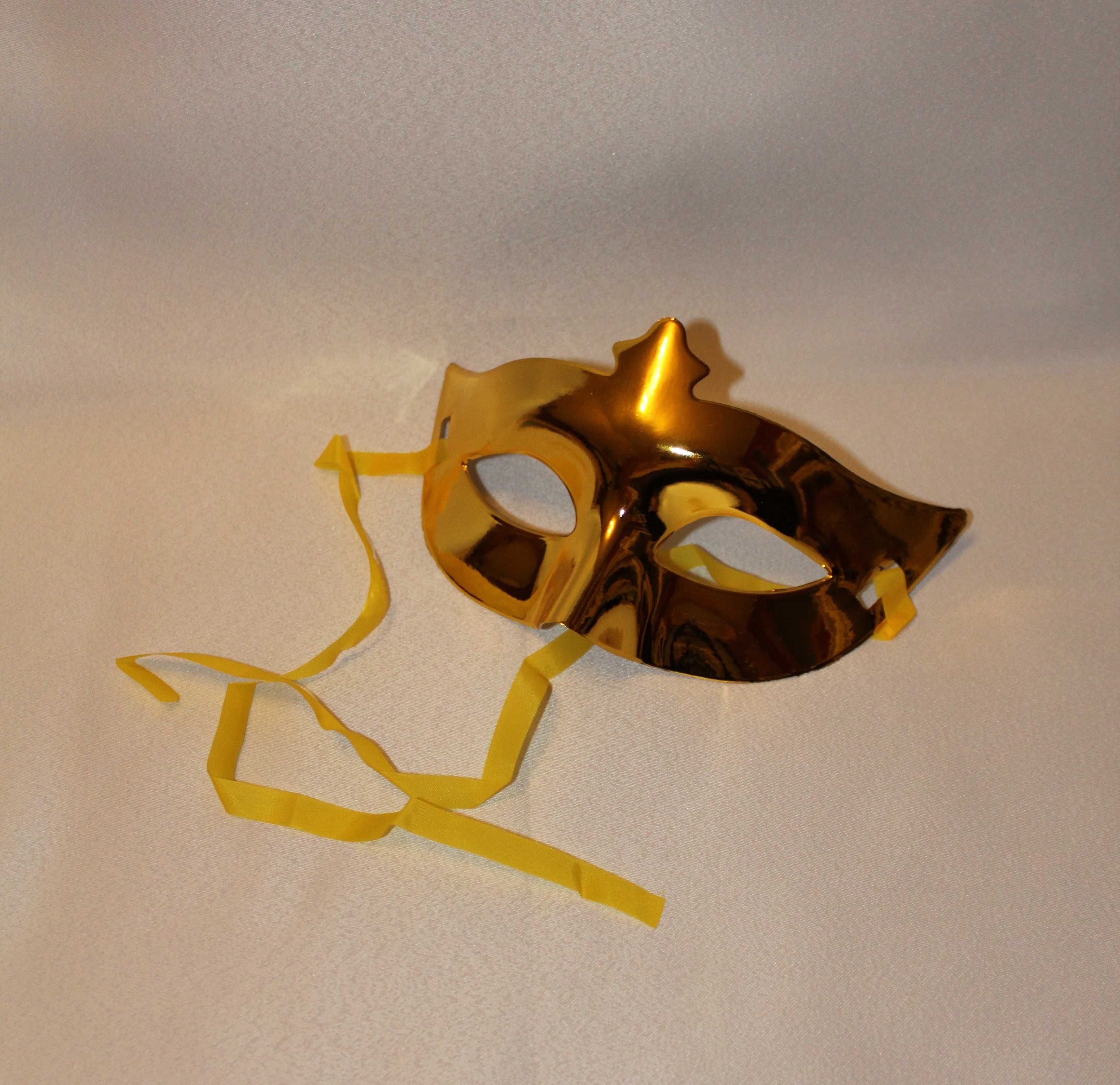 Maska karnawałowa złota błyszcząca na bal męska / damska