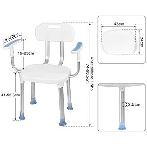 Крісло для ванної/душу з підлокітниками і спинкою