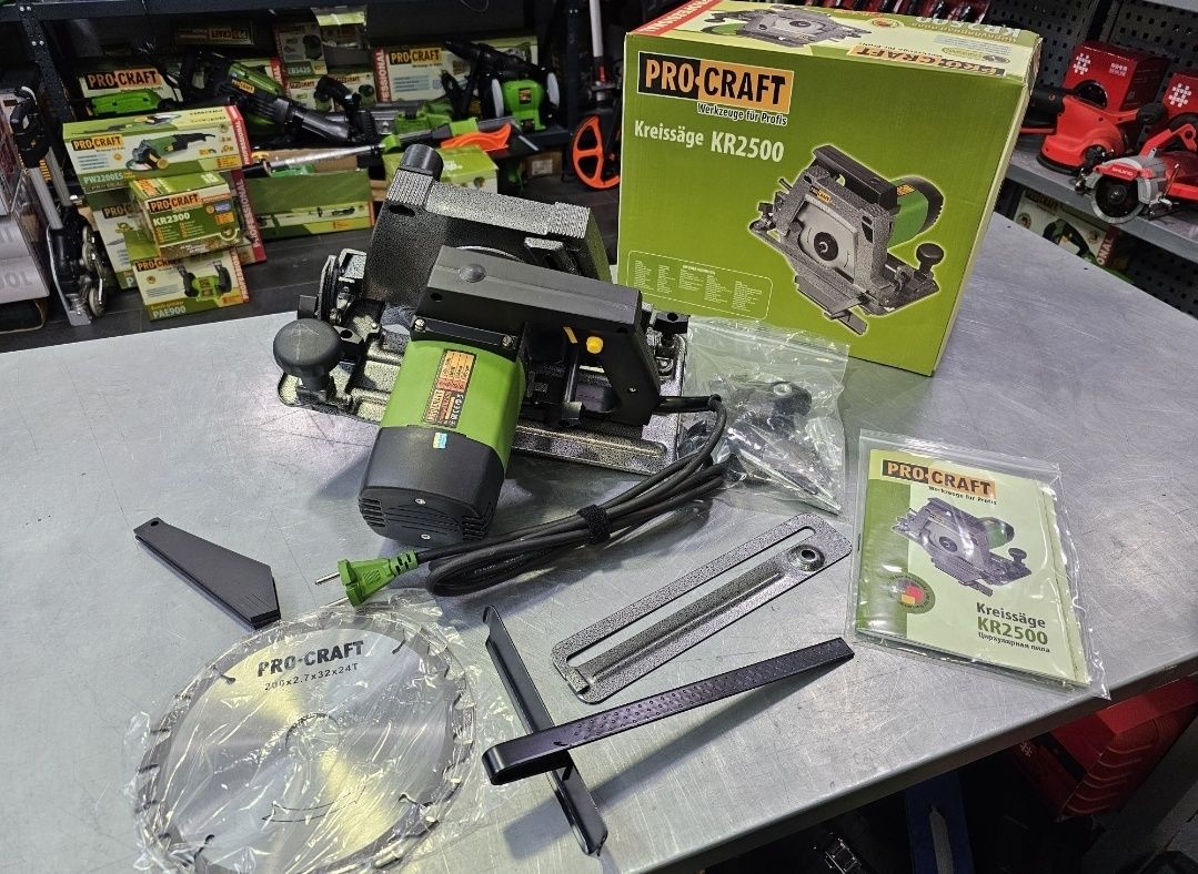 Пила Дисковая ProCraft 2500Вт +Крепление к столу +Пылеотвод 200Диск