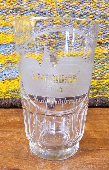 Przedwojenny kielich, szklanka - Bad Salzbrunn, Szczawno Zdrój