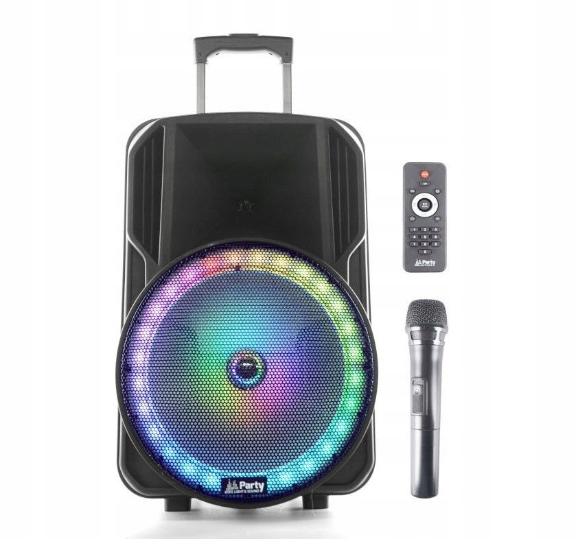 kolumna mobilna led 12'' 30cm usb bt mic fm rgb czarny