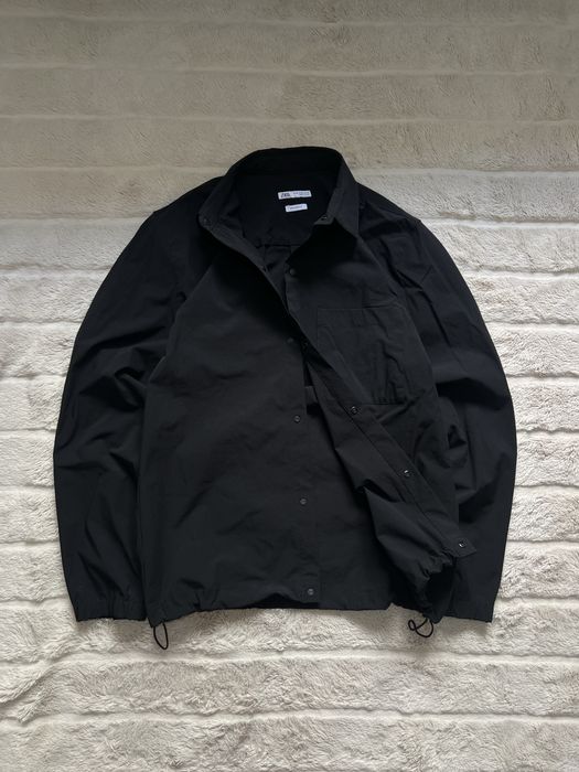 ZARA (M) Overshirt Polo Black Nylon мужской овершот рубашка поло ориги