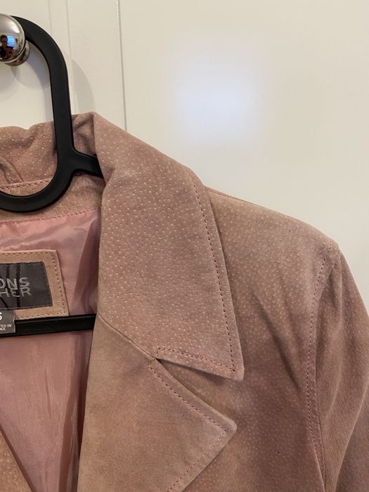 Kurtka skórzana Zamsz Marynarka Różowa Skóra naturalna Zamszowa