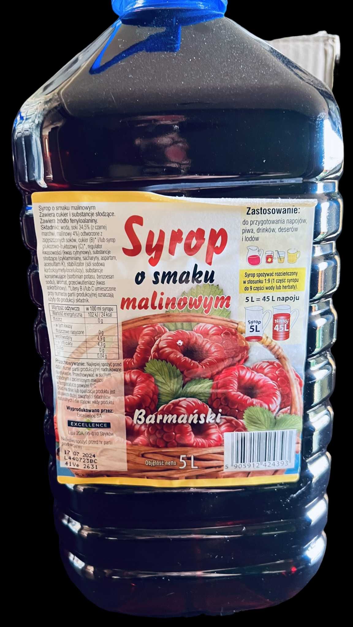 Excellence Syrop malinowy 5 l barmański okazja