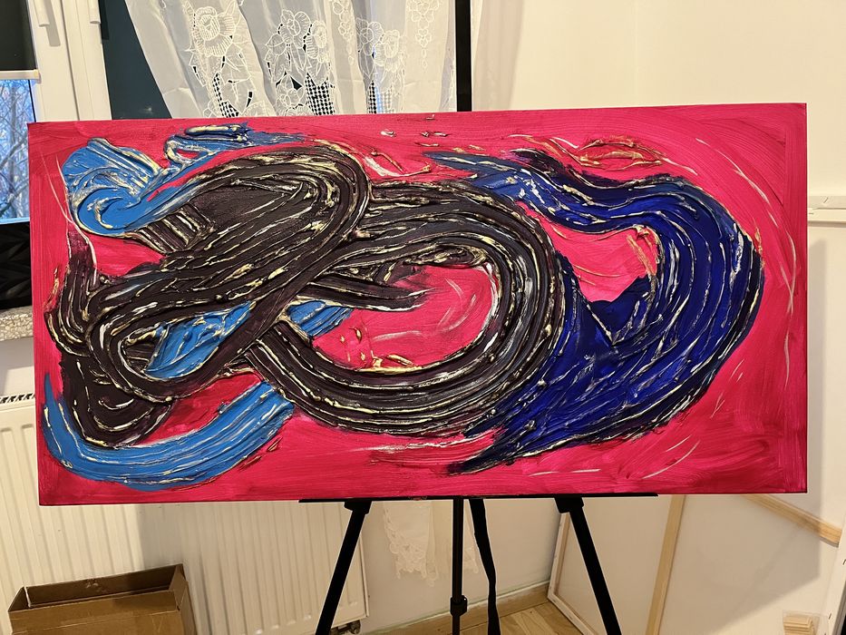 Obraz autorski abstrakcja akryl na płótnie 100x50cm