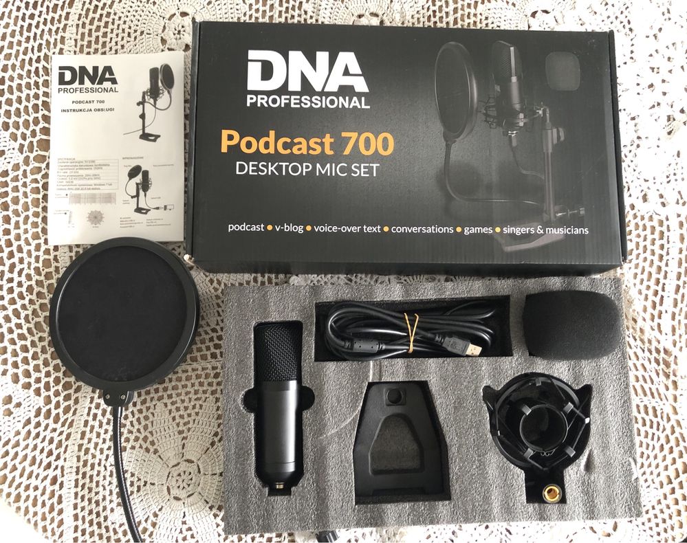 Zestaw do nagrywania podcastów mikrofon pojemnościowy statyw