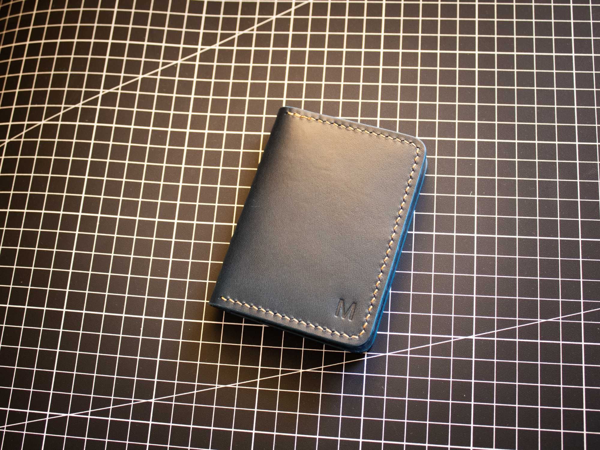 Skórzany portfel Bifold, etui na karty EDC, naturalna skóra licowa