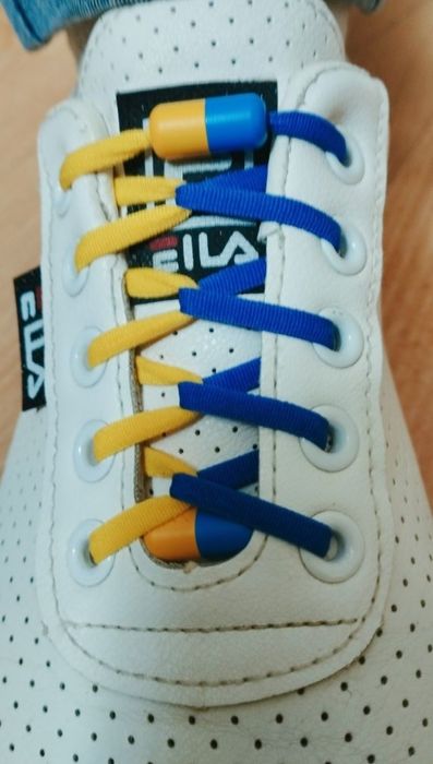 Патріотичні жовто-блакитні шнурівки. Эластичные ленивые шнурки .