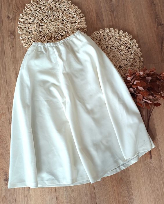 biała kremowa écru midi długa spódnica spódniczka 34XS 36S old money