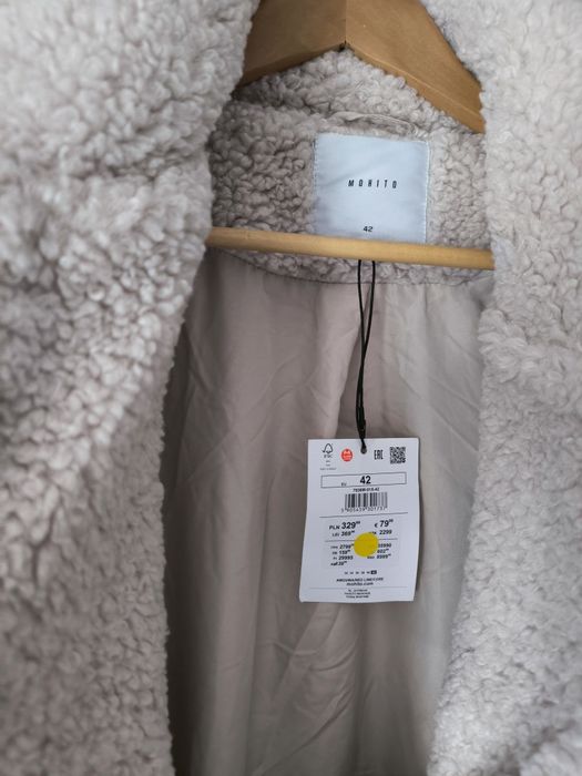 Płaszcz Teddy miś baranek Mohito XL oversize jesień must have