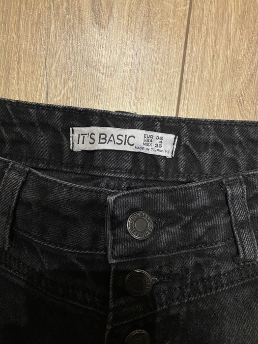 Прямі жіночі чорні джинси кокетки IT’S BASIC