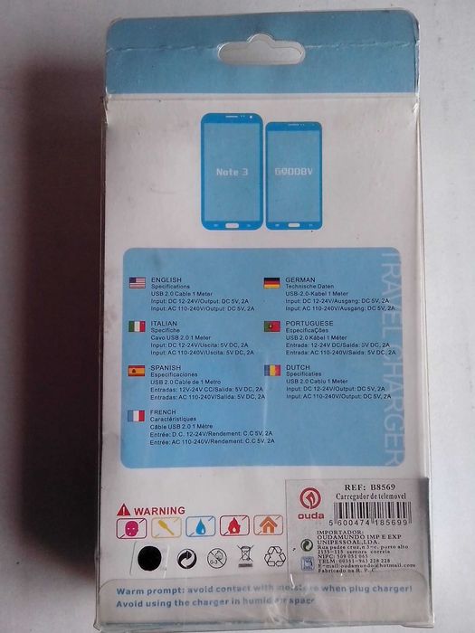 Carregador de Viagem 2 em 1 para Samsung Galaxy Note 3/55 (Novo)