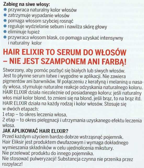 Wcierka  do włosów słabych, wypadających, pokrywająca siwiznę.