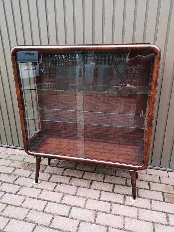 Witryna Biblioteka ART-DECO Orzech Zgrabna Stara Antyk Po Renowacji.