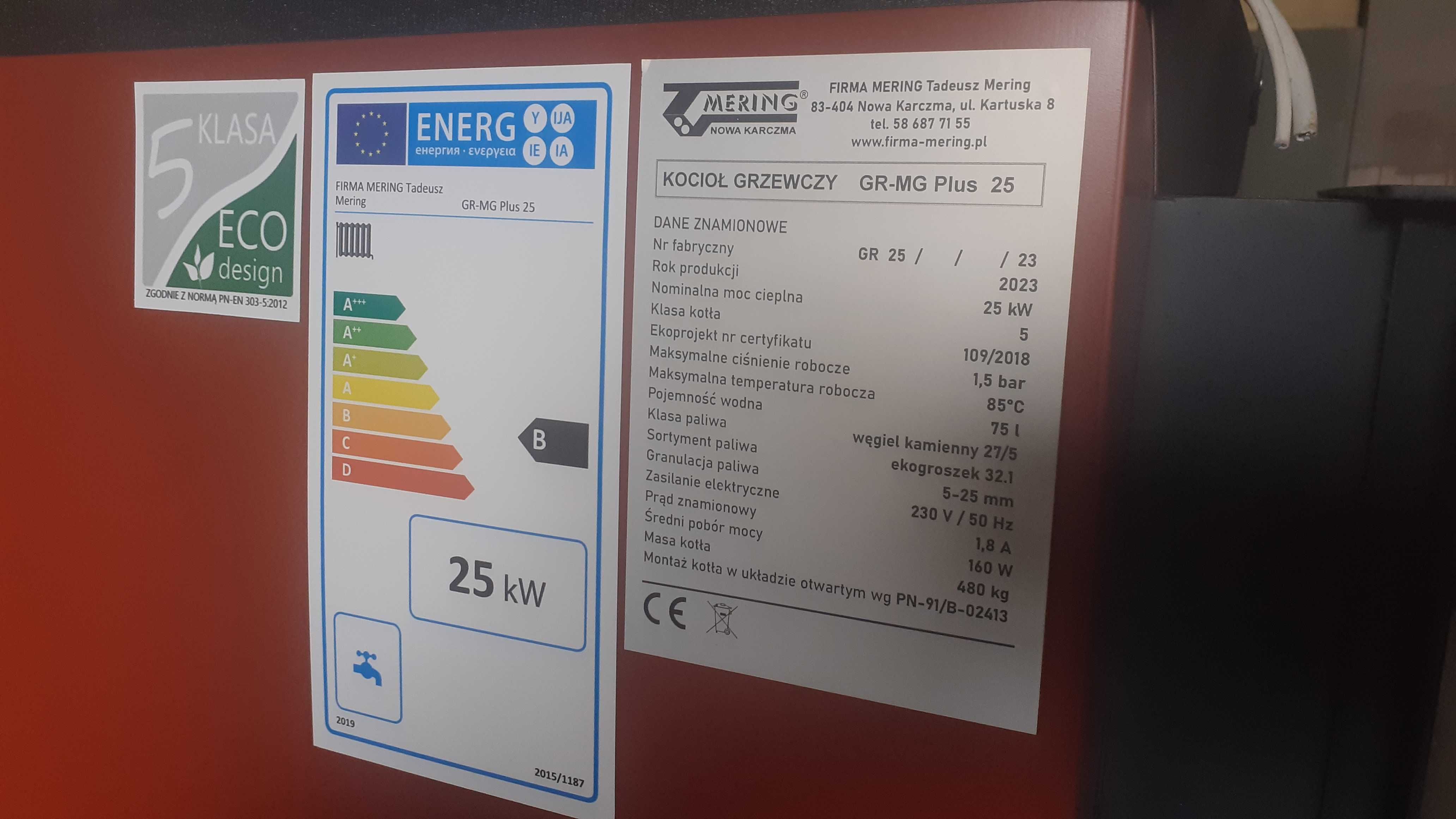 Kocioł co piec na ekogroszek 5 klasa 25 kW  Mering