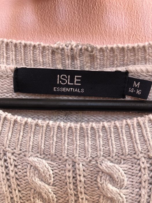 Sweter oversize szary beżowy piaskowy w warkocze M/L ISLE essentials