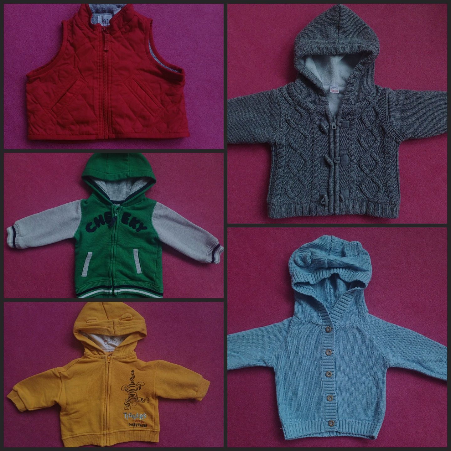 5szt, sweterek, bluzy, kamizelka, roz. 68