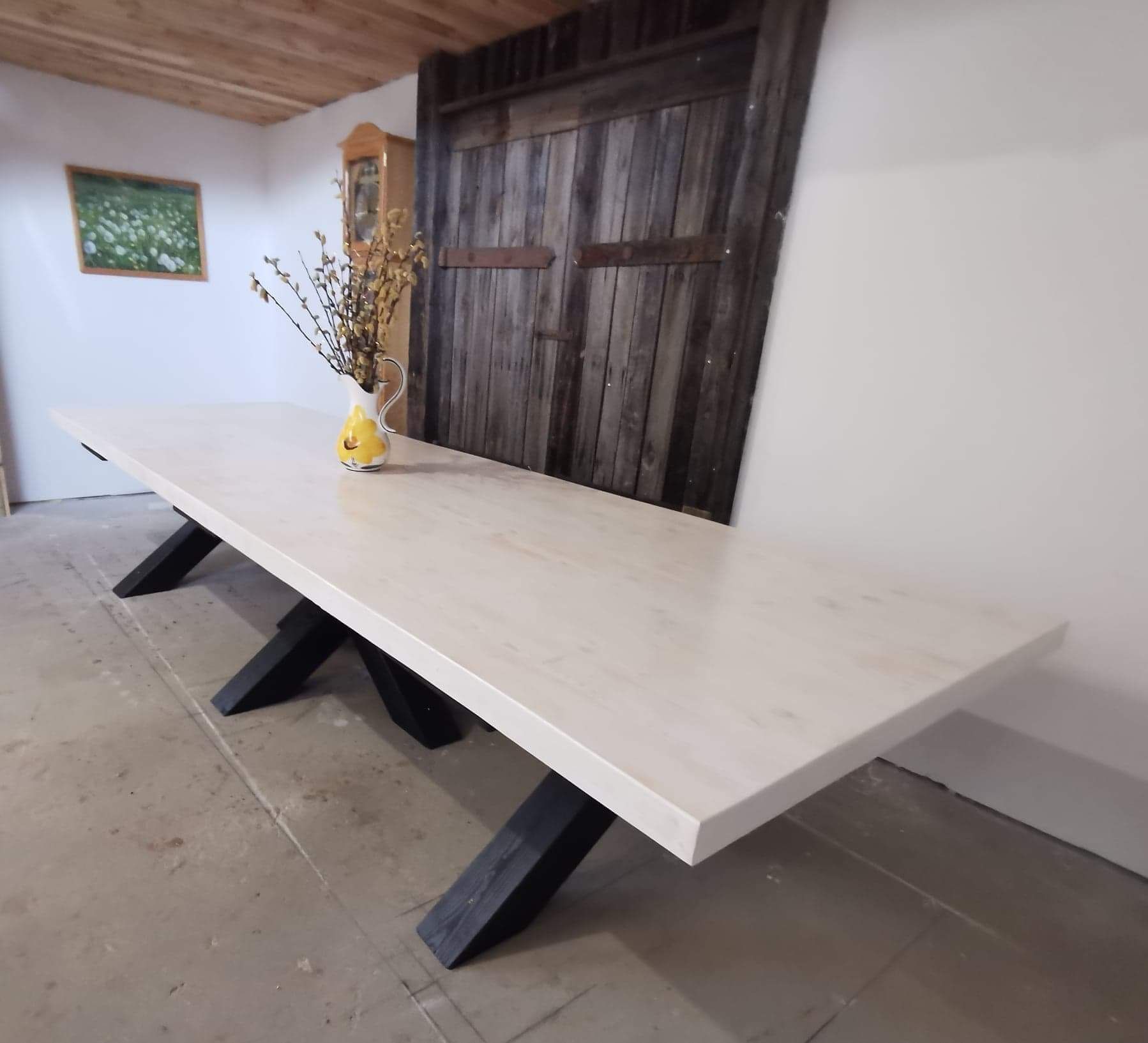 Stół biesiadny ręcznie wykonany – 357x103 cm – solidny blat 6,5 cm – j