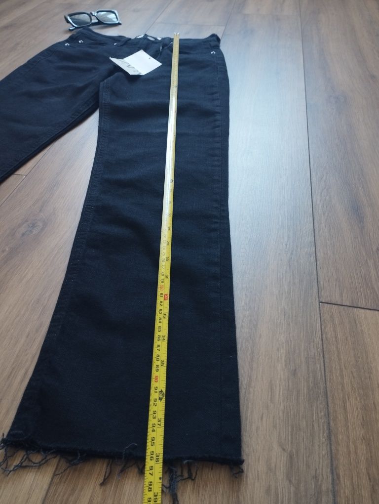 Damskie czarne spodnie jeansy ZARA nowe z metką długie, S 36 klasyczne
