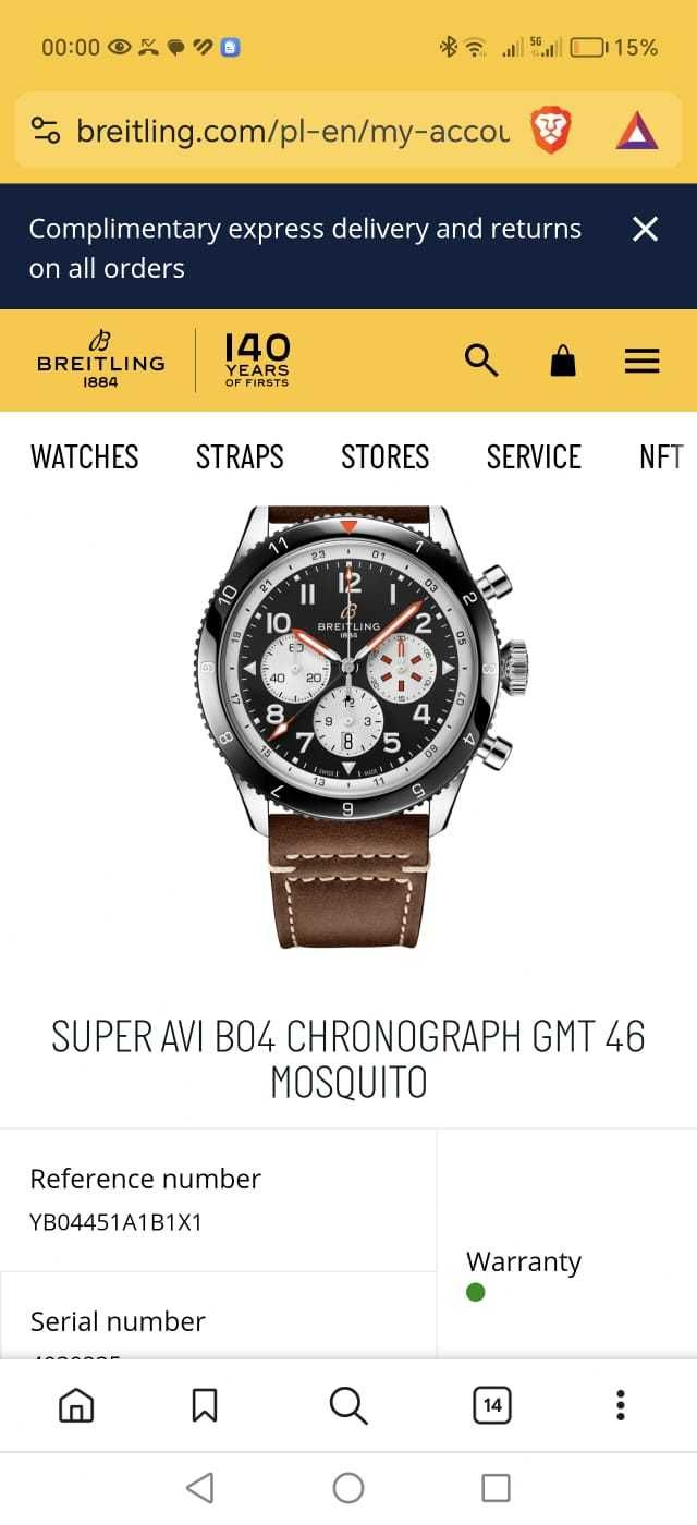 Zegarek Breitling Avi B04 Chronograph Gmt 46 Super Mosquito full set