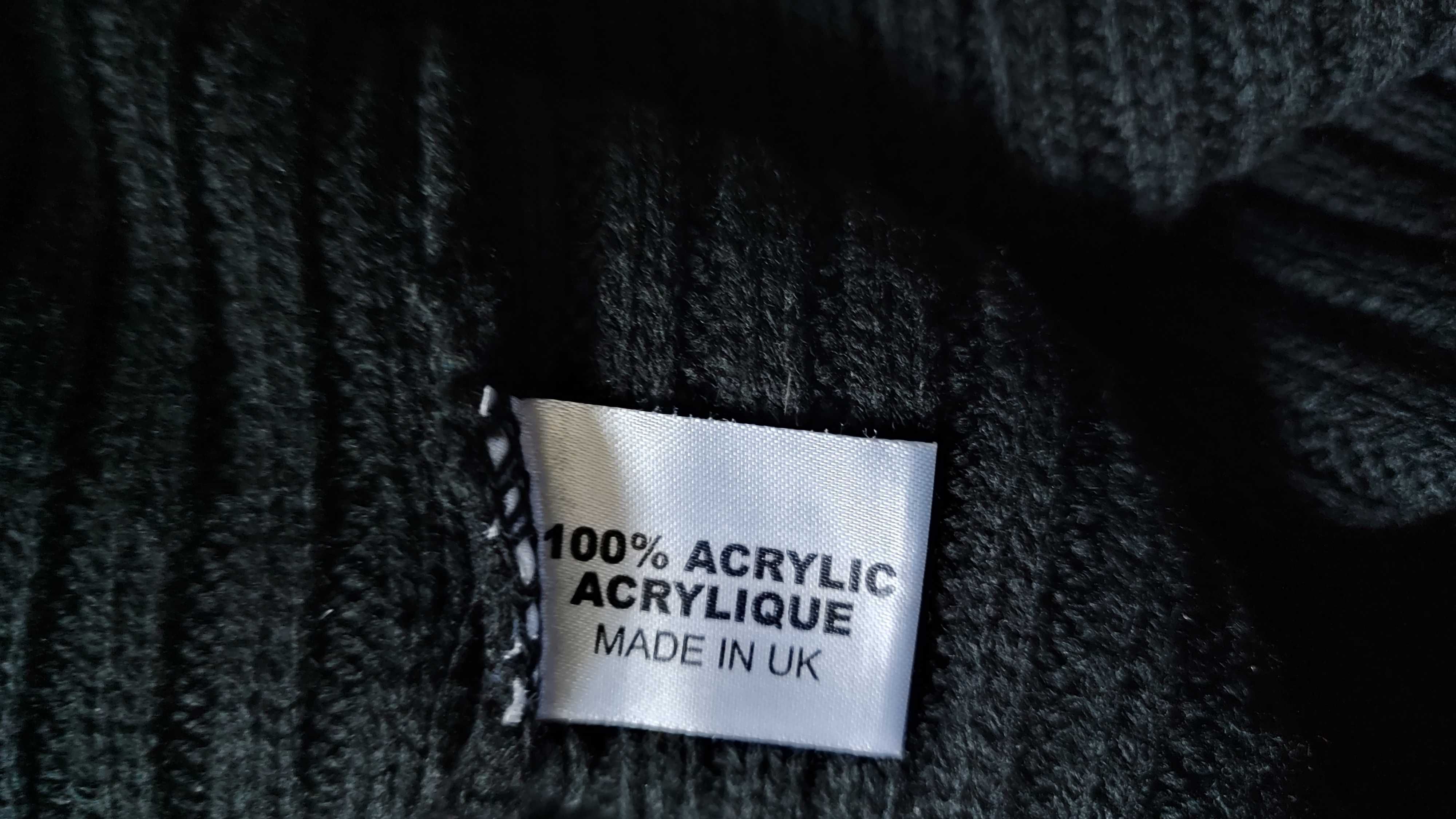 Sweter damski plus size z golfem czarny gruby prążek z długim rękawem