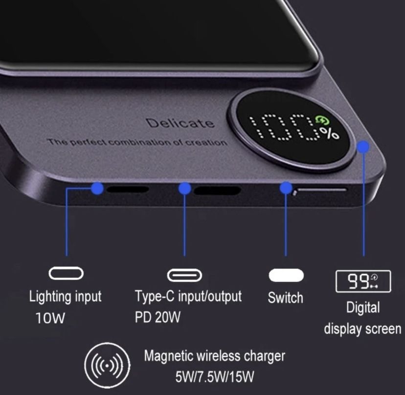 2023 рік(Прозорий)Powerbank Q9 10000Mah 20W MagSafe