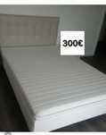 Cama de casal (sommier) + cabeceira + colchão