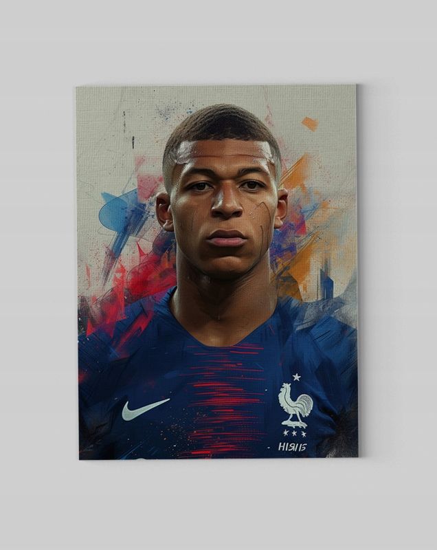 Nowoczesny Portret Kylian Mbappé na Płótnie 30x40 cm - Idealny Prezent