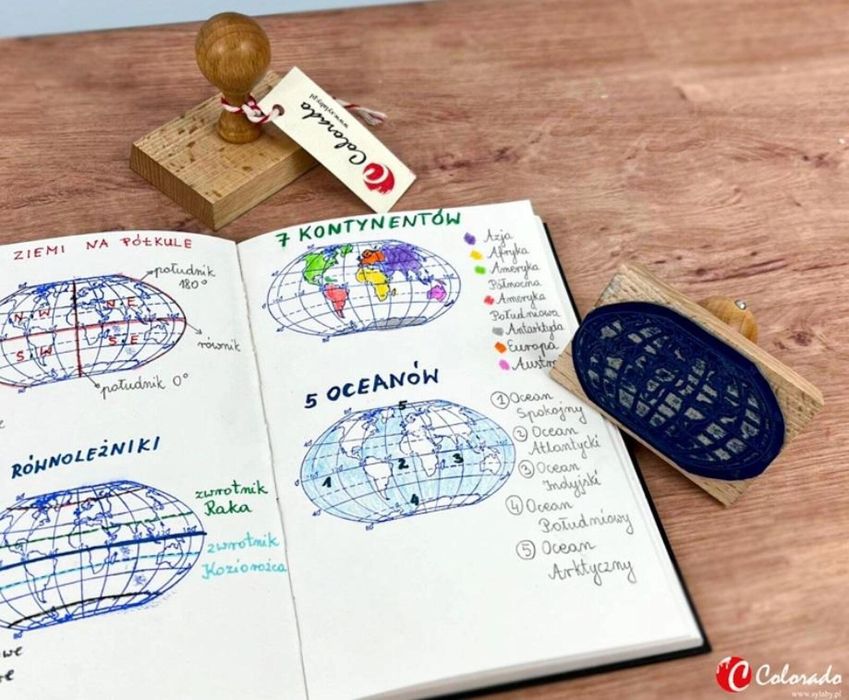 Stempel mapa świata - kontynenty i oceany Colorado