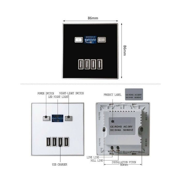 Розетка на 4 порта USB