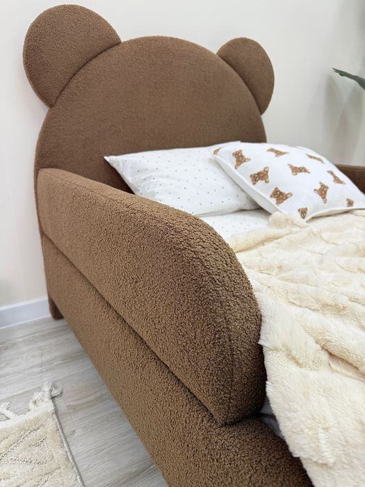 Дитяче ліжко Ведмедик, коричневе, розмір 80х160 з матрасом