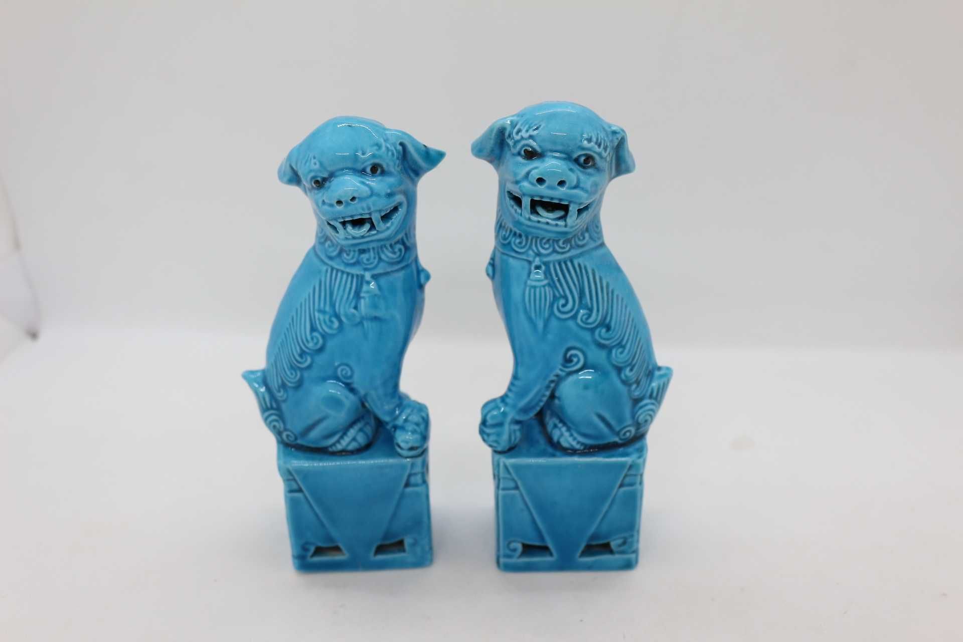 Par de Cães Foo 11,5 cm Porcelana Chinesa XX